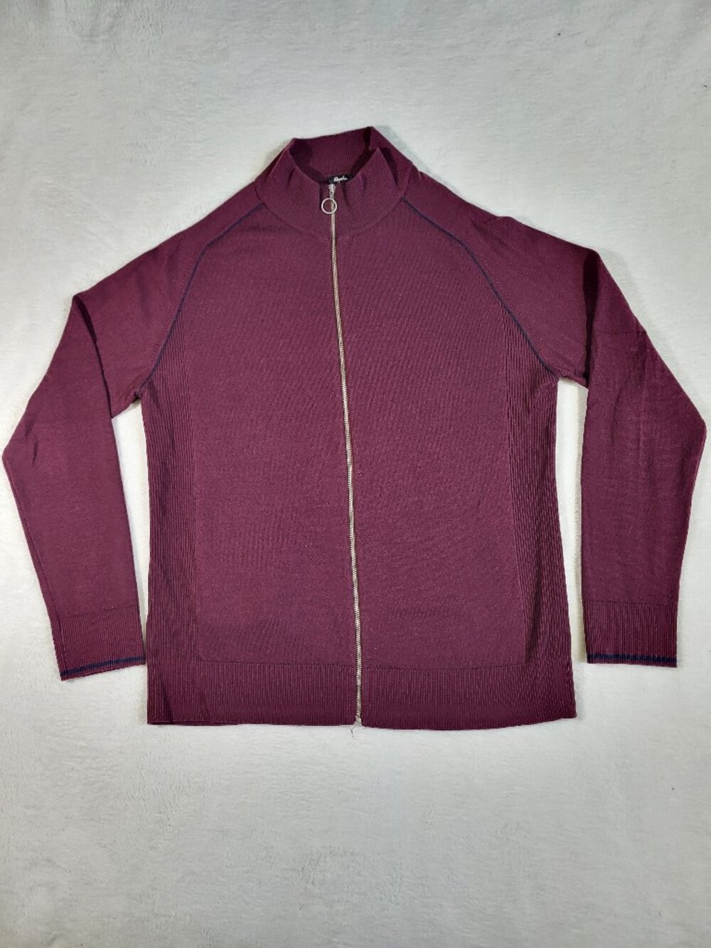 Rapha Finest Merino Track Top Full Zip Maroon Sweater - Large!
